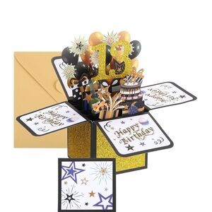 Gold and Black Pop-Up Birthday Card